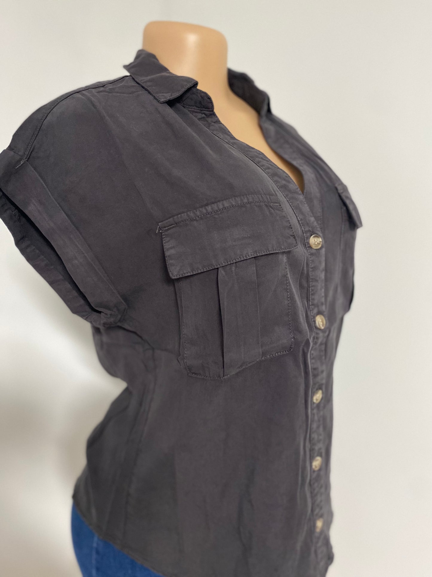 CHARCOAL TENCEL SHIRT