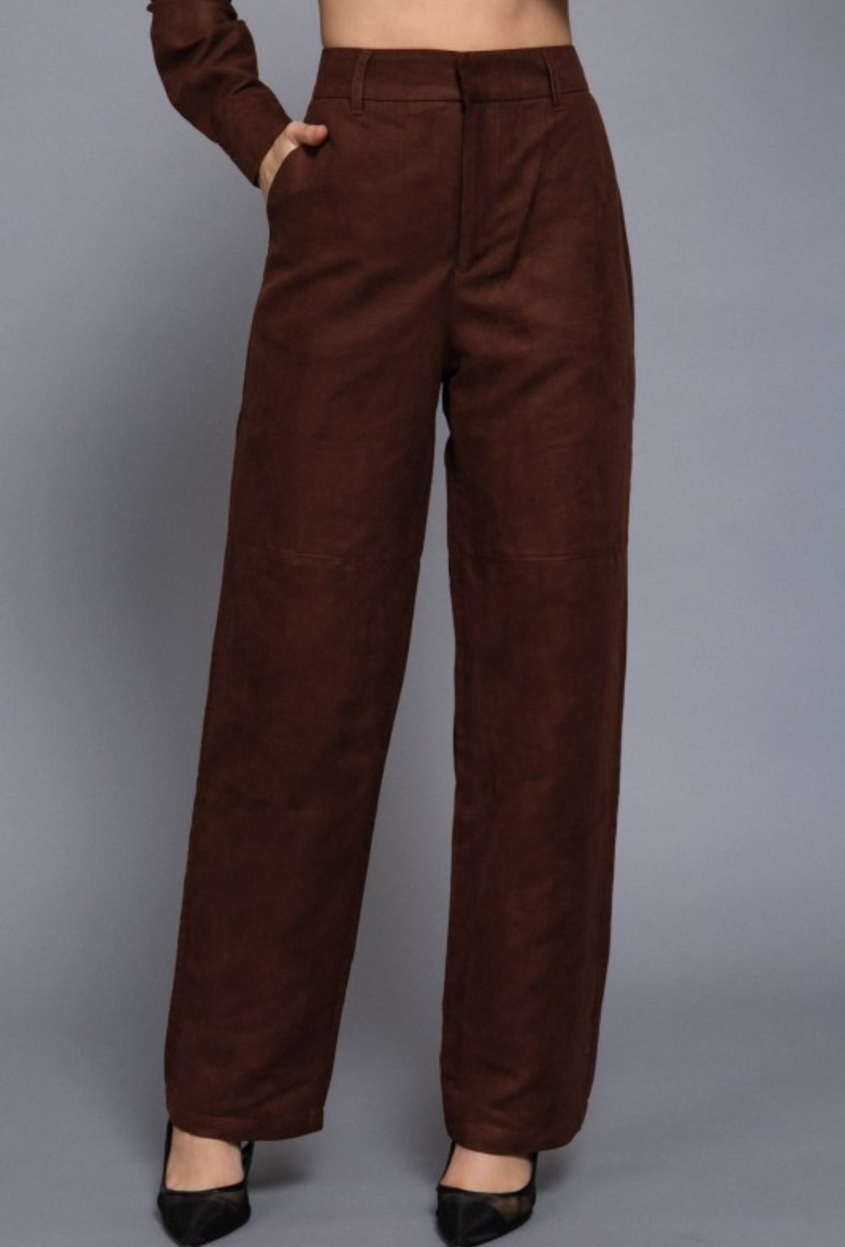 Faux Suede Straight Pants