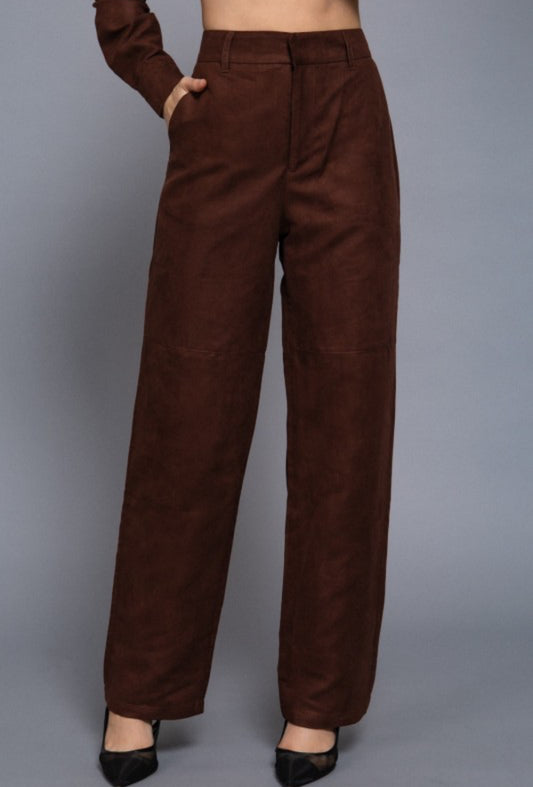 Faux Suede Straight Pants