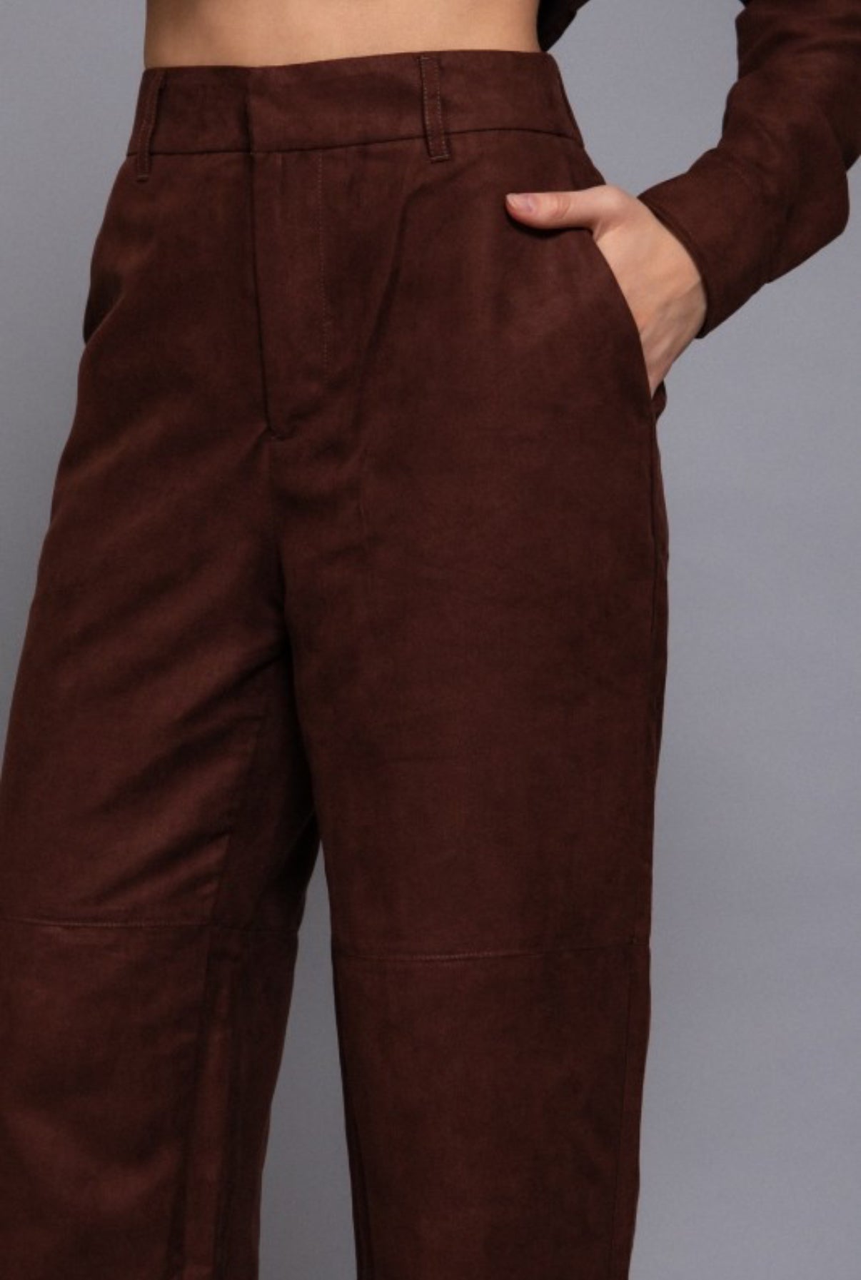 Faux Suede Straight Pants