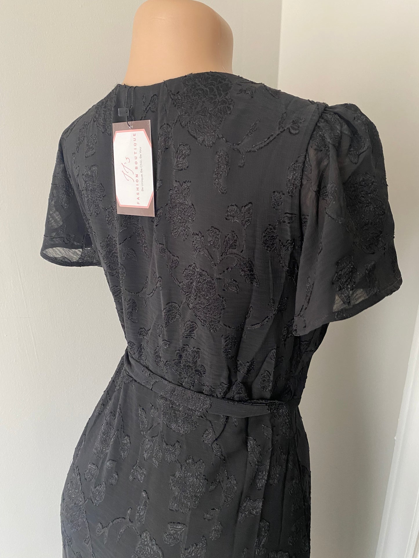 Floral Jacquard Satin Midi Dress