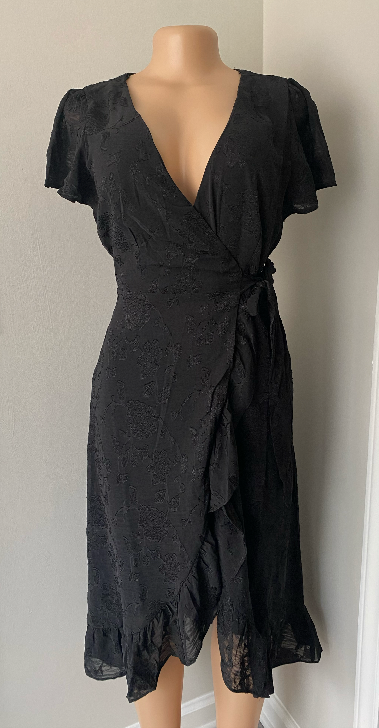 Floral Jacquard Satin Midi Dress