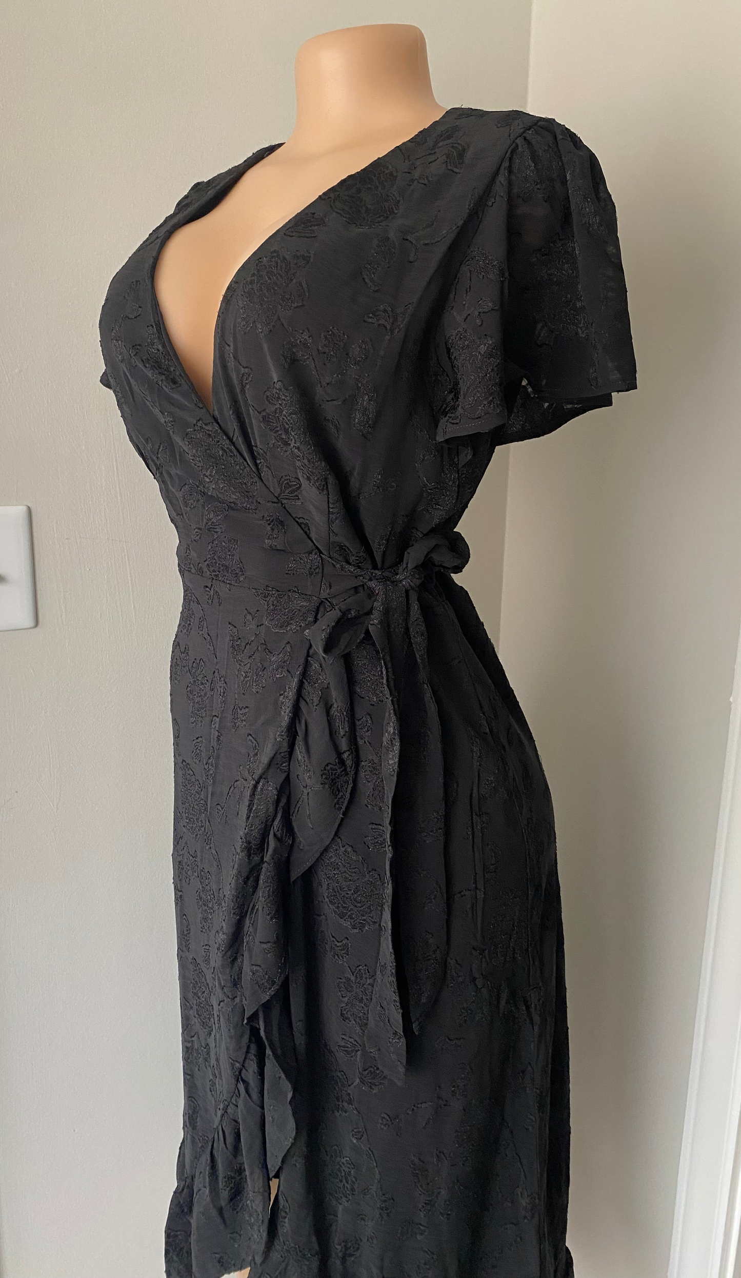 Floral Jacquard Satin Midi Dress