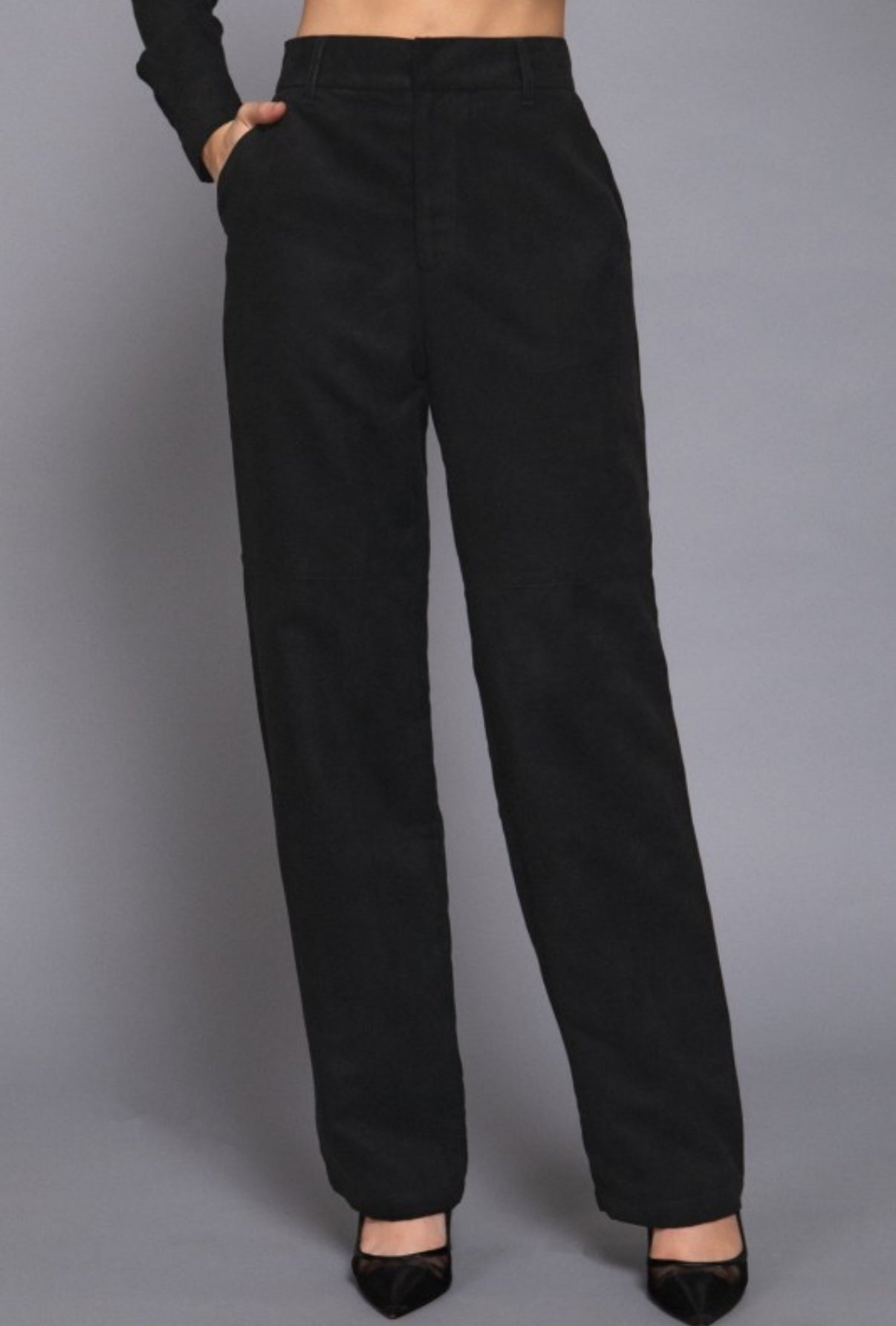 Faux Suede Straight Pants