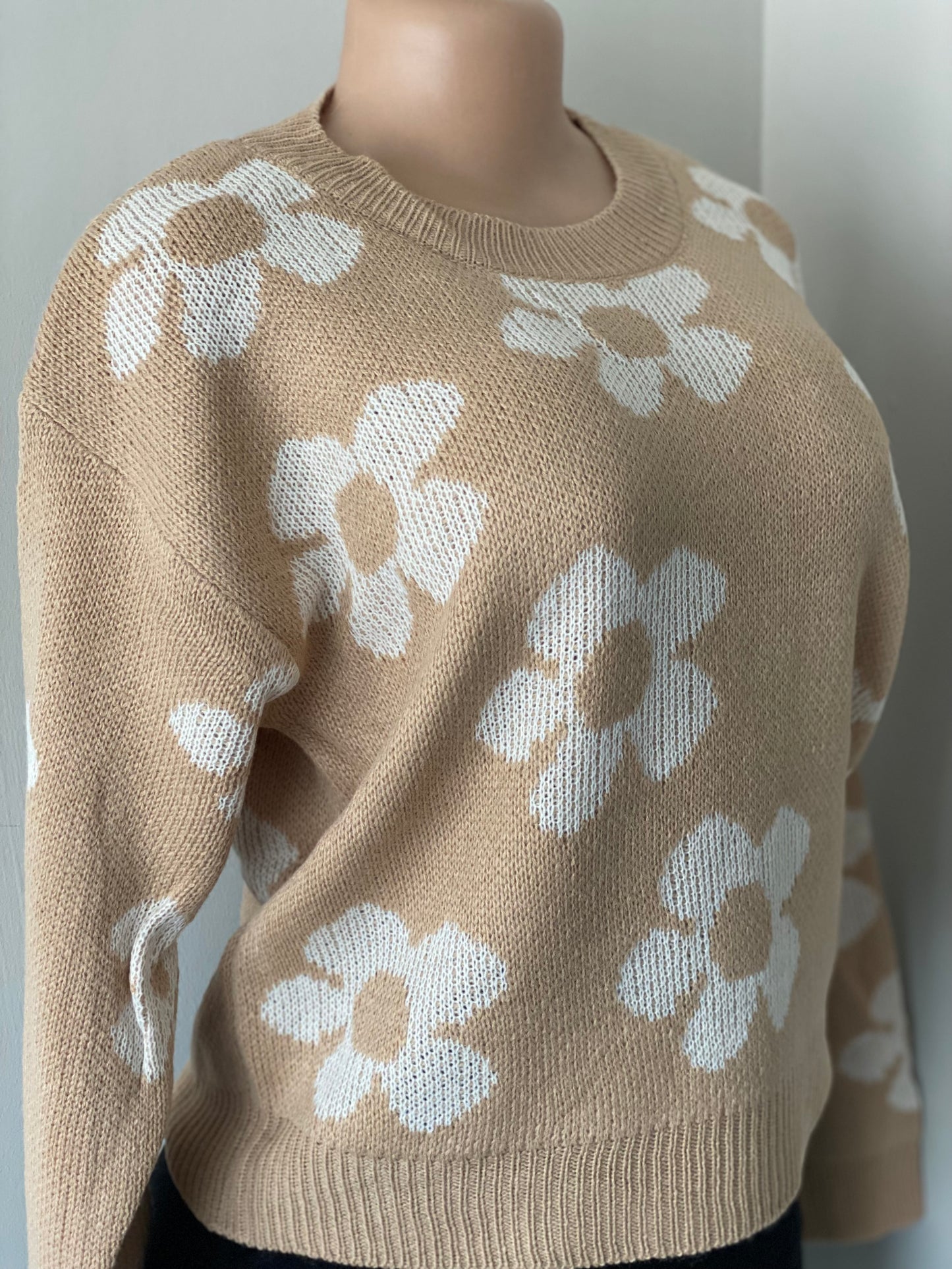 Khaki Floral Sweater