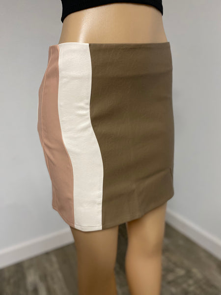 Mocha Faux Leather Mini Skirt