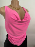 Barbie Pink Cowl Neck Crop Top