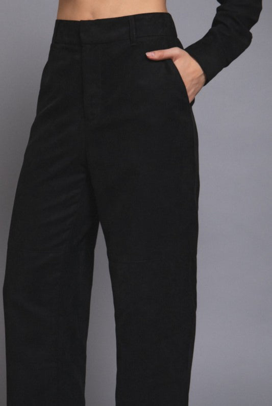 Faux Suede Straight Pants