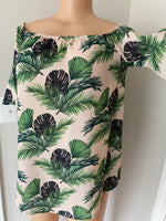 Green Tropical Wide Off-Shoulder Top