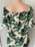 Green Tropical Wide Off-Shoulder Top