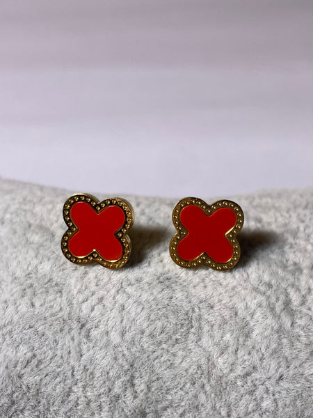 Red/Gold Clover Earrings