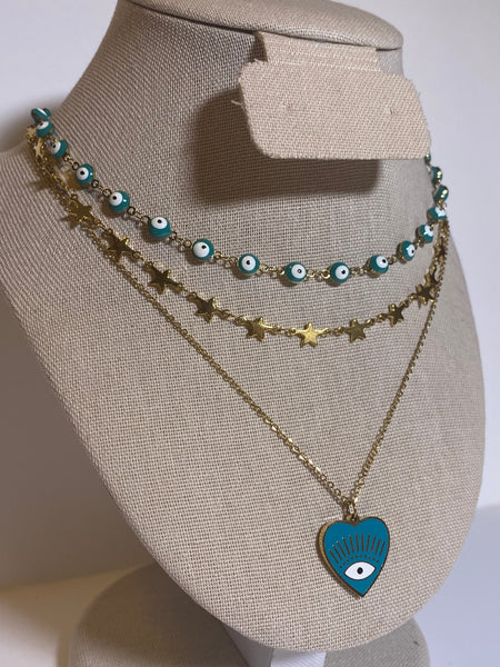 Blue Evil Eye Protection Layer Necklace