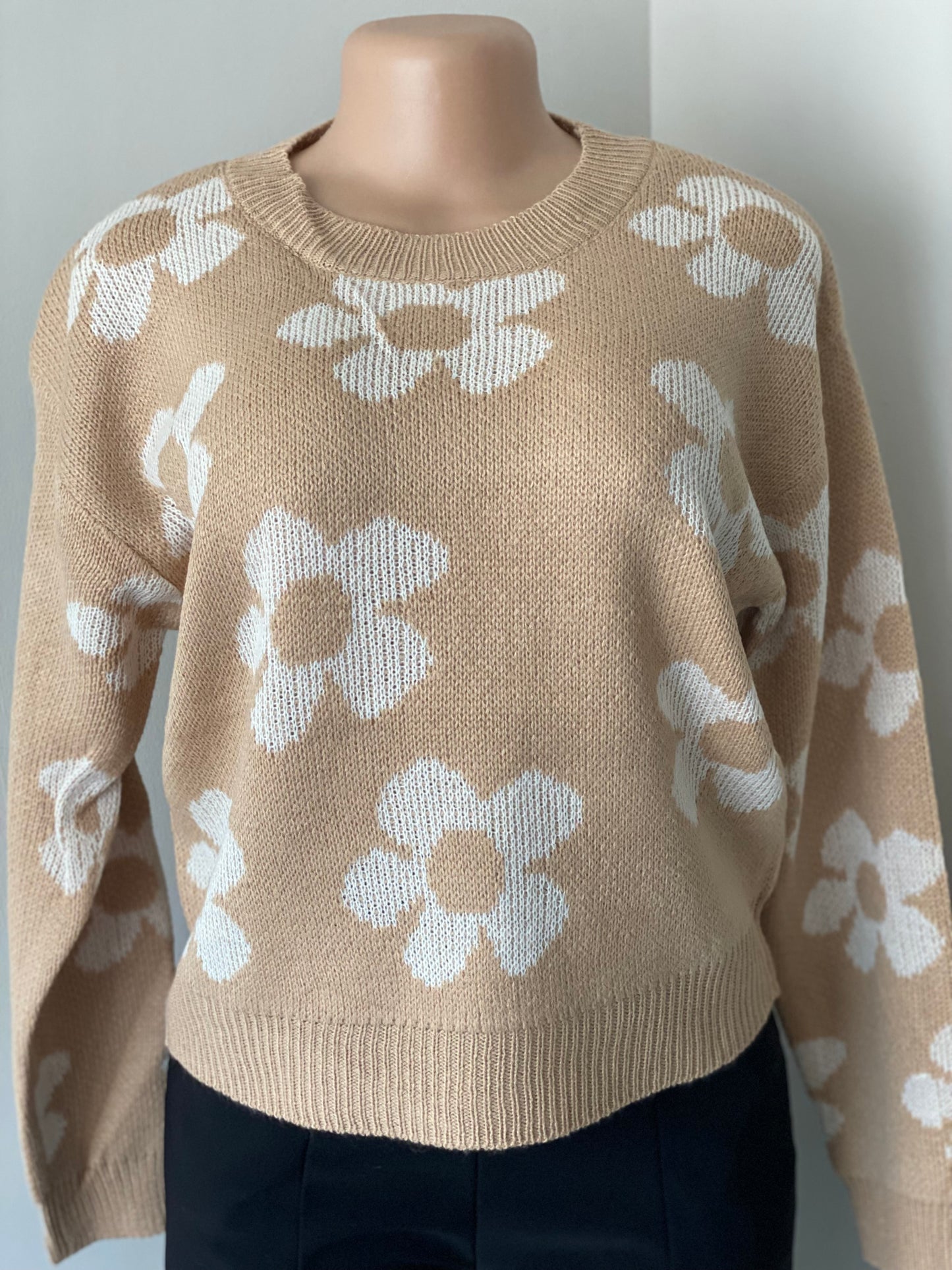 Khaki Floral Sweater