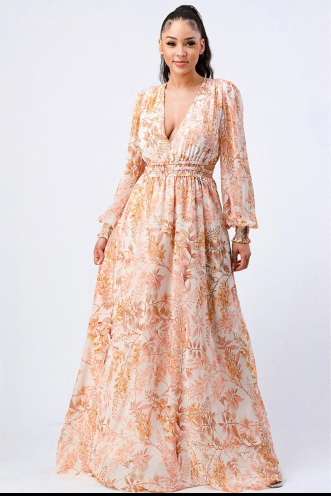 Peach Garden Maxi Dress