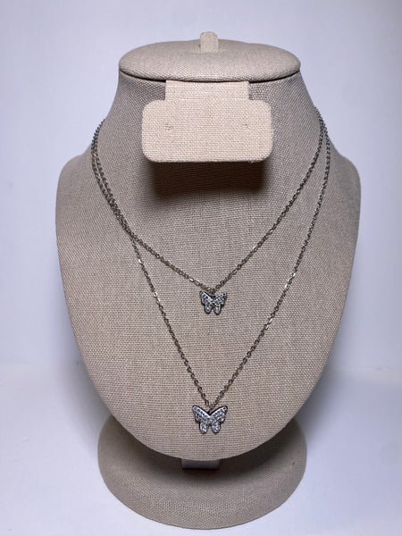 Diamond Butterfly Layer Necklace