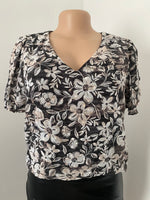 Black and white floral blouse