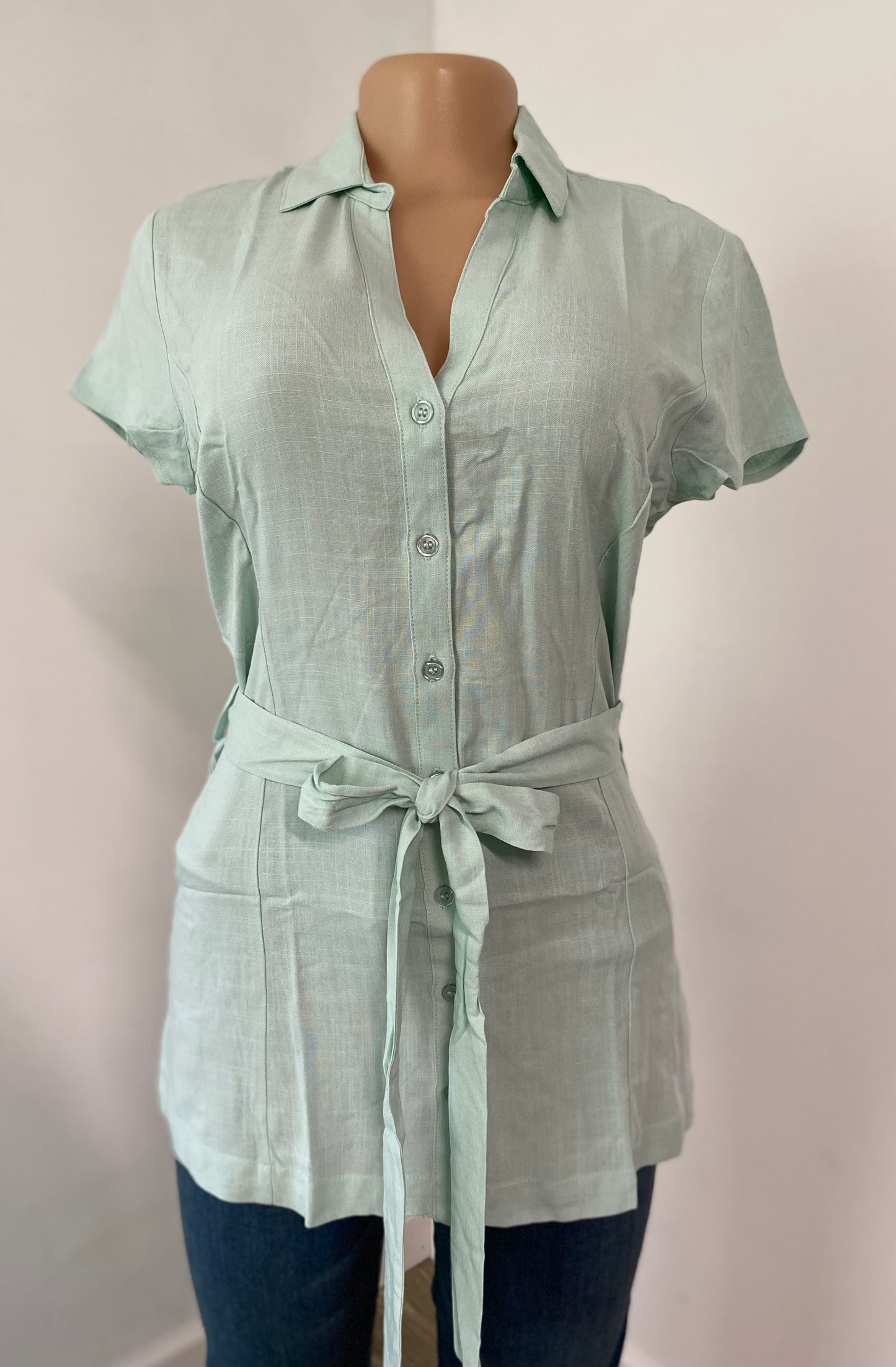 Short Sleeve Button Down Blouse