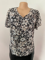 Black and white floral blouse