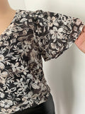 Black and white floral blouse