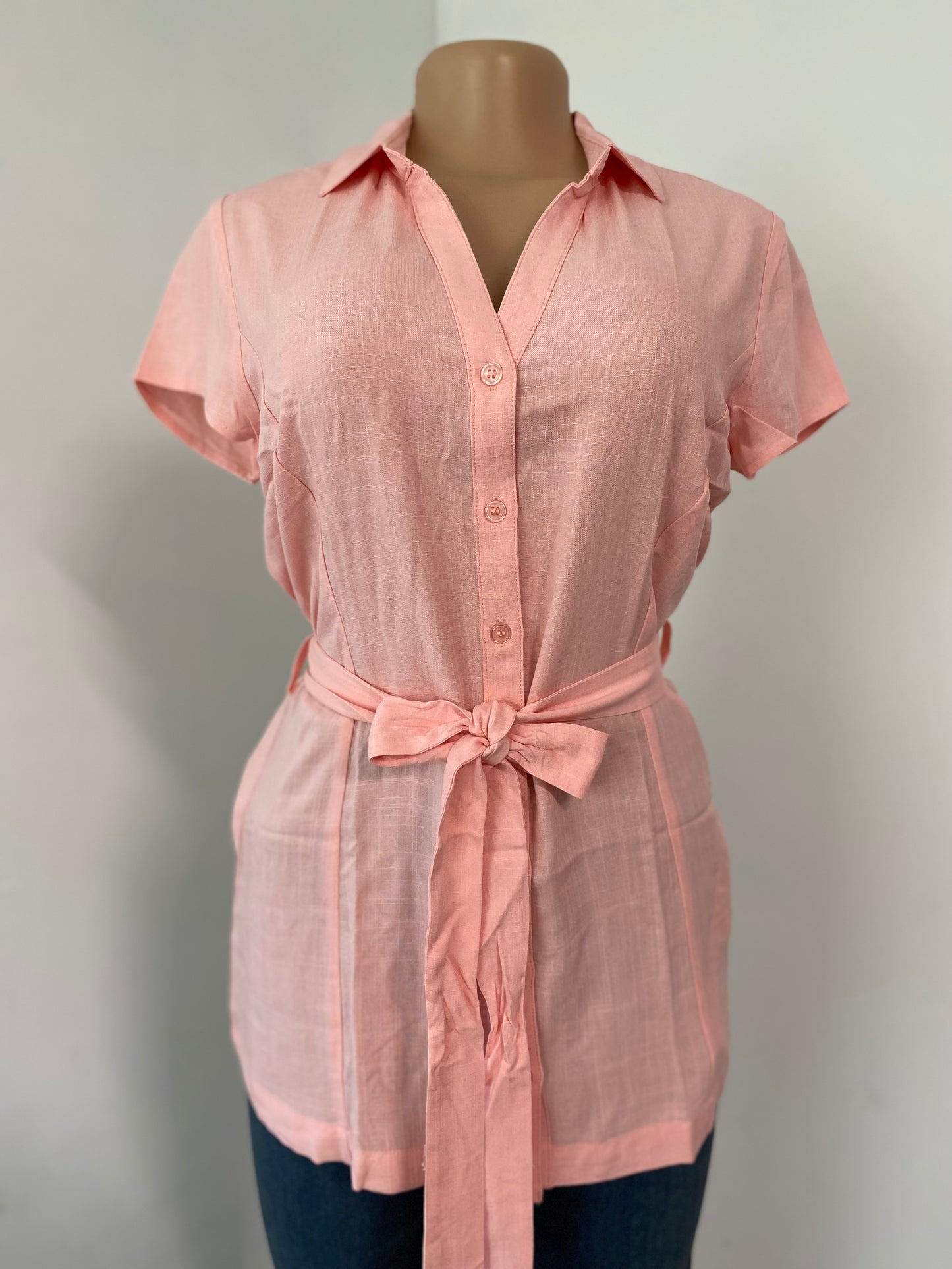 Short Sleeve Button Down Blouse